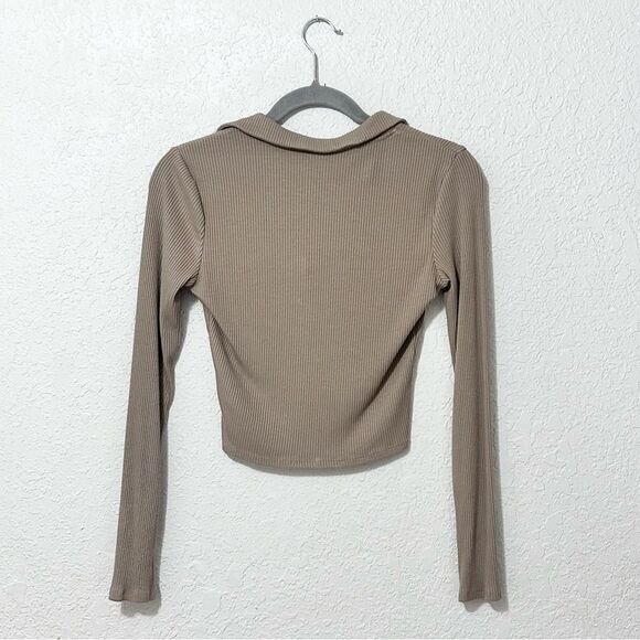 H&M long sleeve crop top tan size xs - Picture 2 of 16